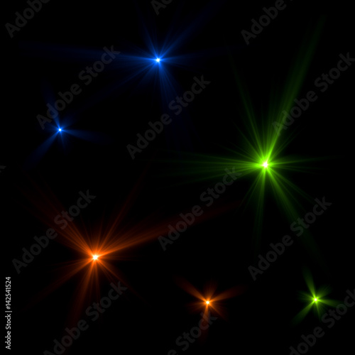 Colorful light flares.  © rybindmitriy