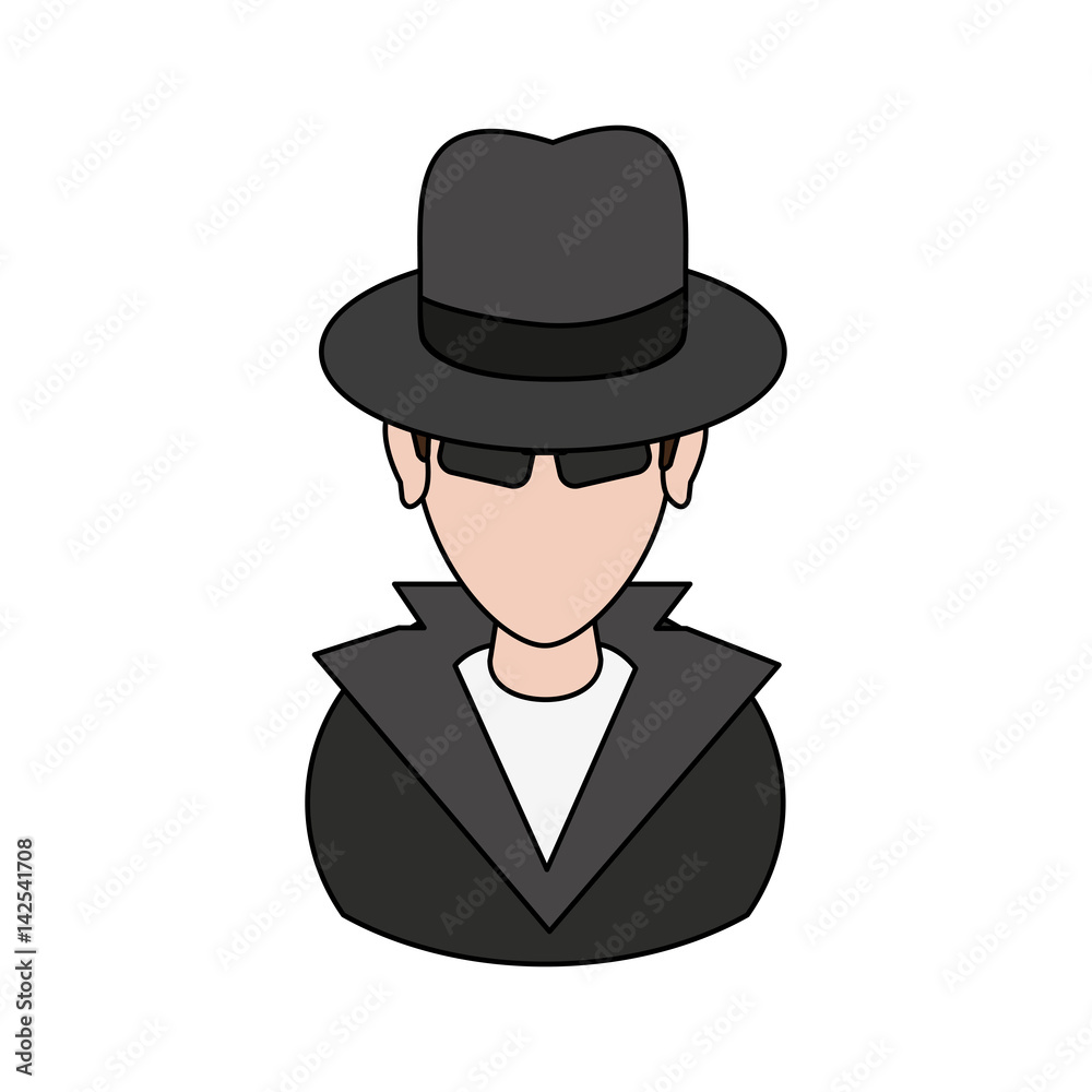 suspicious looking man criminal icon image vector illustration design 