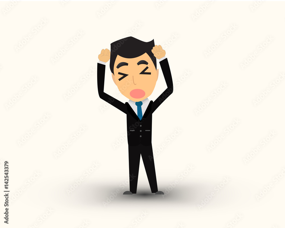 Business man have a headache vector cartoon. Business man have a headache vector cartoon.