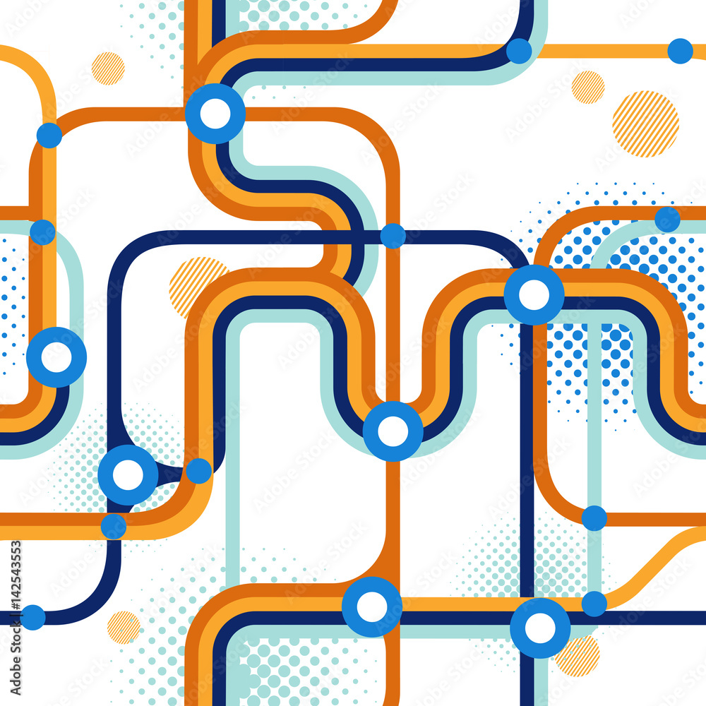 A subway map. Seamless pattern. Vector illustration.