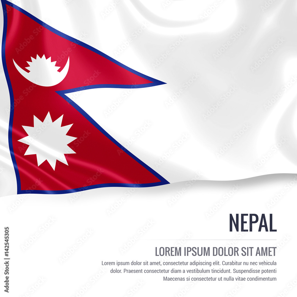 Silky flag of Nepal waving on an isolated white background with the white text area for your advert message. 3D rendering. Silky flag of Nepal waving on an isolated white background with the white text area for your advert message. 3D rendering.