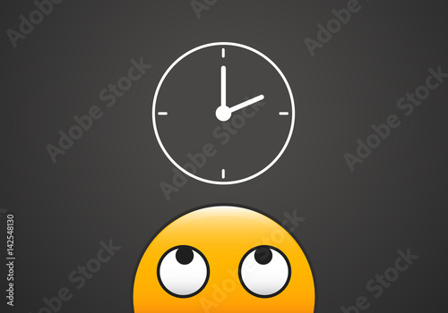 Emoticon looking at the time. Vector design for different concepts