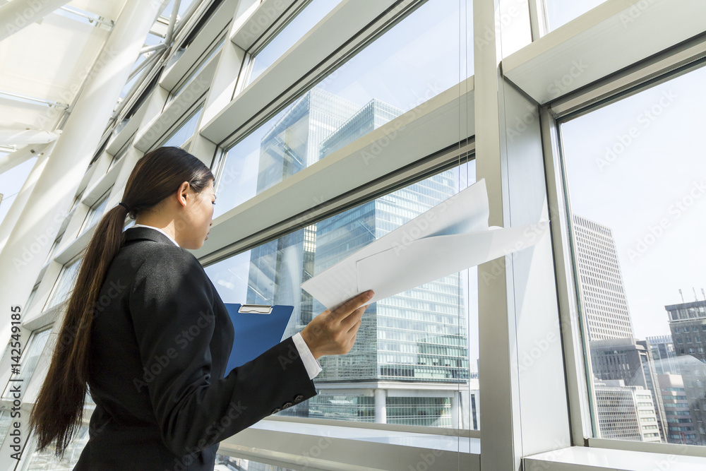 Fototapeta premium young businesswoman holding documents