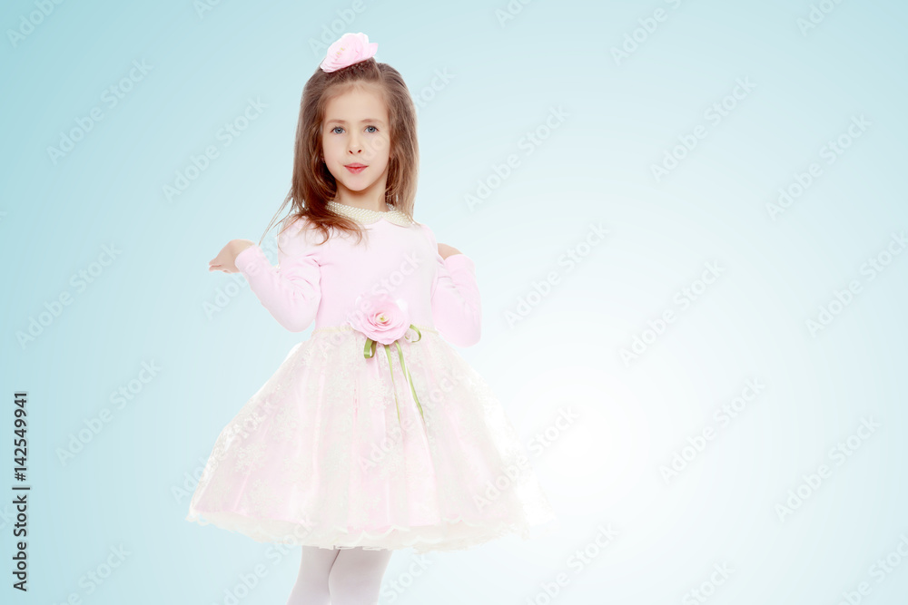 Elegant little girl in a pink dress. Elegant little girl in a pink dress.