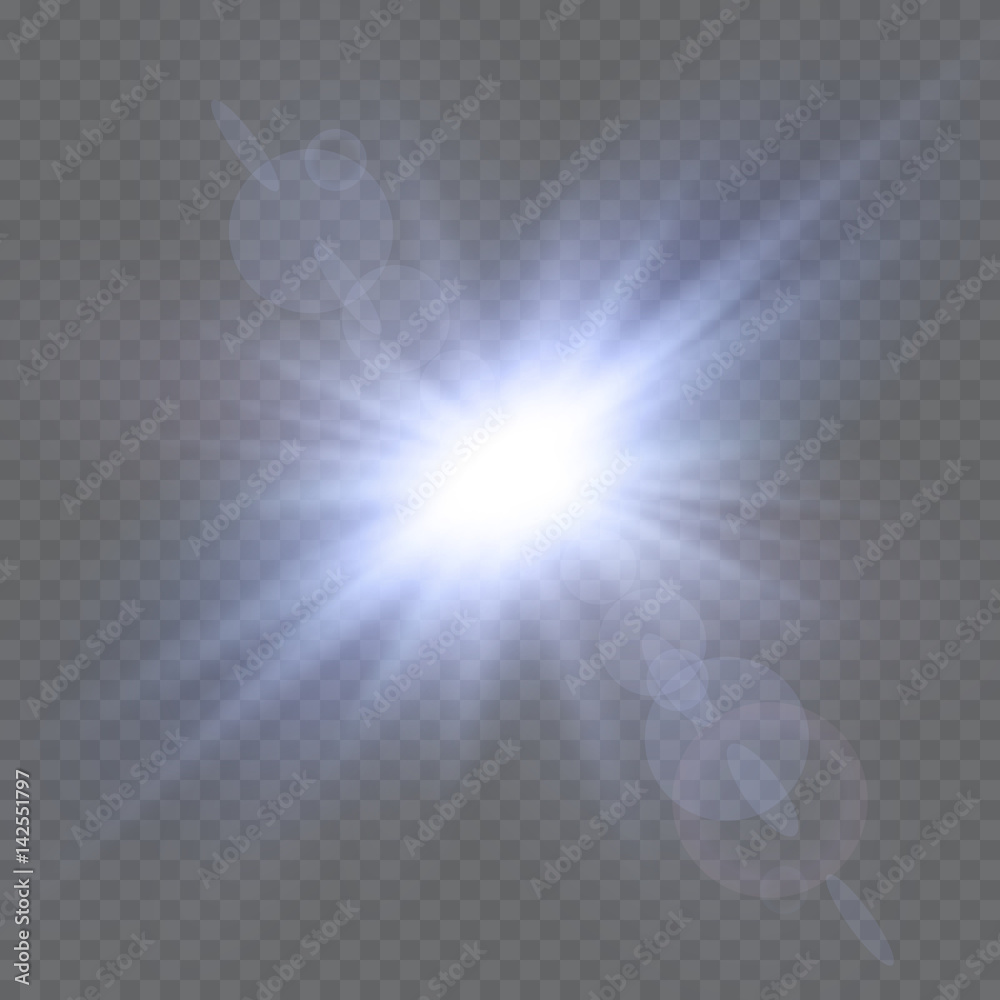 Stars of different colors,set light effects,vector illustration.Sun.Special effect isolated on a transparent background. - obrazy, fototapety, plakaty 