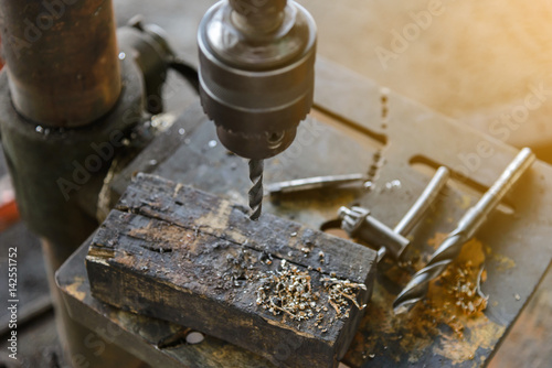 Top view of Drill press in industrial