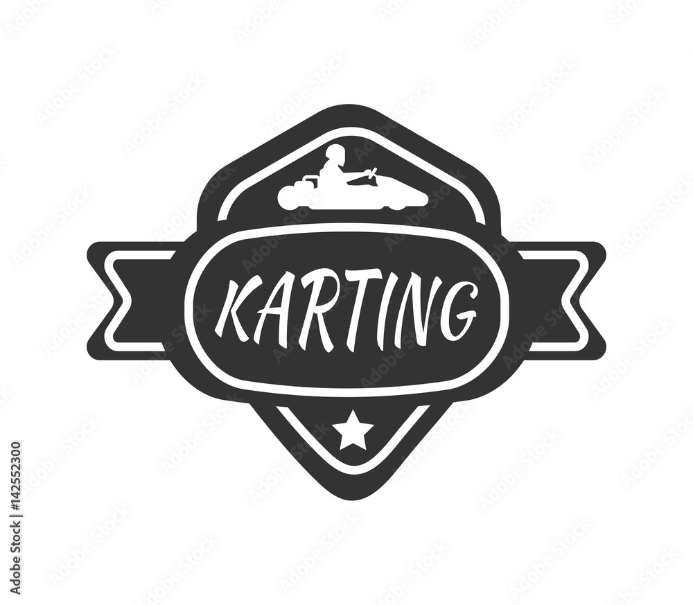Karting club or kart races sport car vector template icon