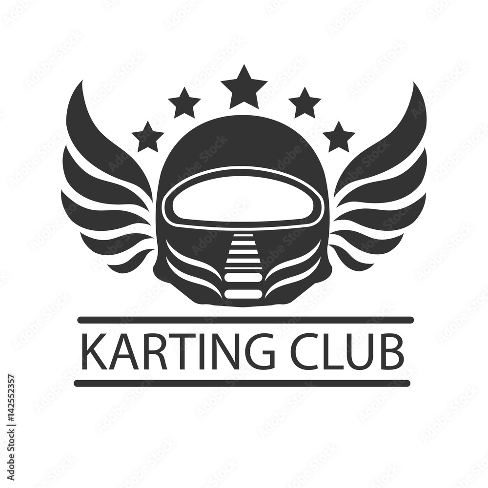Karting club or kart races racer helmet vector template icon