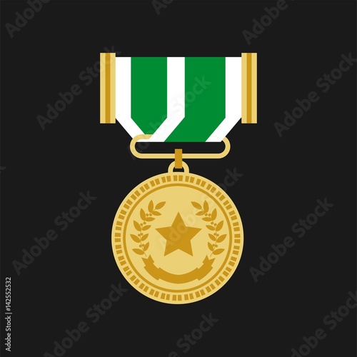 Champion or veteran medal award chevron vector flat icon