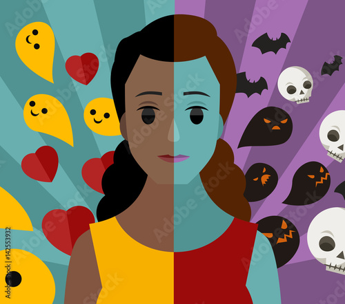 bipolar double personality mental disorder african girl woman bad and good thoughs