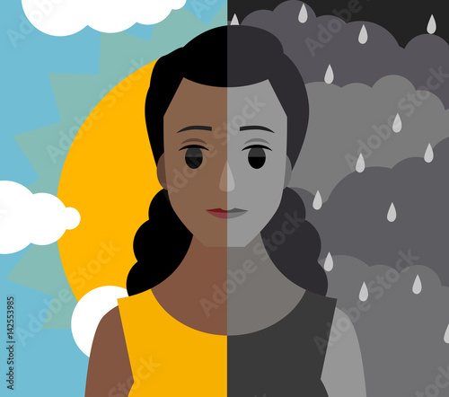 bipolar double personality mental disorder african girl woman cloudy and shiny sky