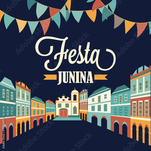 Festa Junina illustration. Latin American holiday. Vector banner.