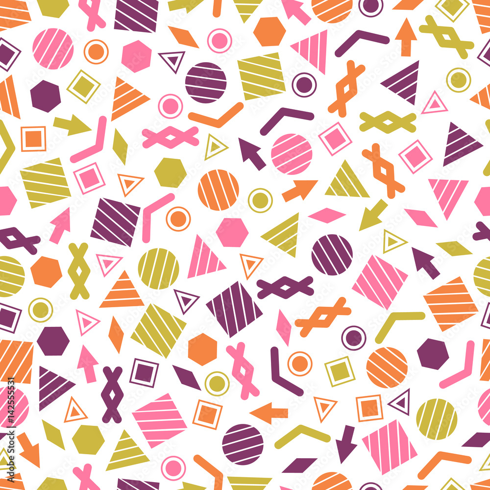 Seamless primitive geometric patterns for tissue and postcards. Trendy hipsters modern color background. Trendy geometric elements memphis card. Vector illustration
Seamless primitive geometric patterns for tissue and postcards. Trendy hipsters modern color background. Trendy geometric elements memphis card. Vector illustration