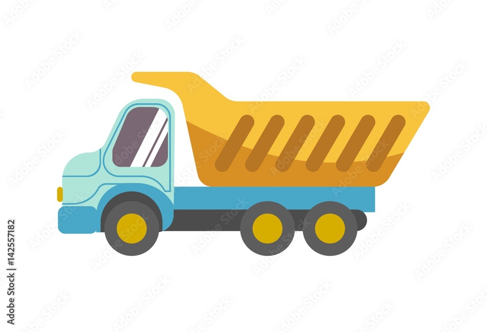 Kid toy children plaything tipper truck vector icon Kid toy children plaything tipper truck vector icon