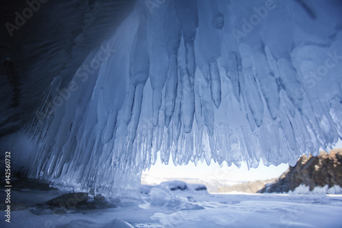 ice cave, Lake Baikal, Oltrek island. Winter photo