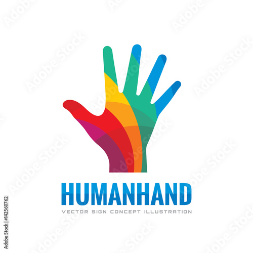 Human hand - vector logo template concept illustration. Abstract creative sign. Design colored element.