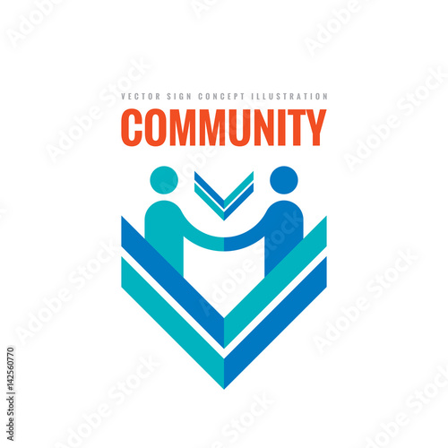 Community partnership - vector business logo template concept illustration. Businessman handshake creative sign in minimal design style. Teamwork icon. 