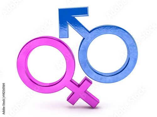 Gender symbols of man and woman. 3D rendering