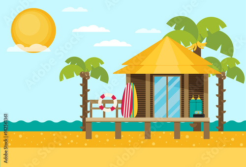 Bungalow flat vector