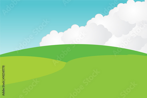 green meadow with blue background