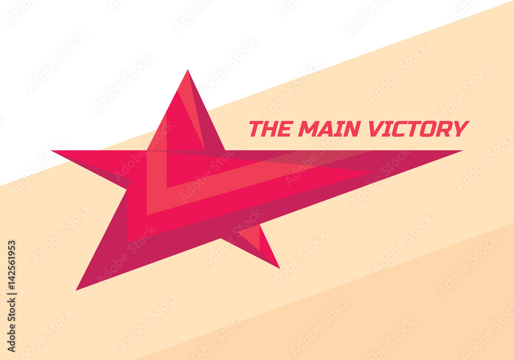 Obraz premium The main victory - vector logo template concept illustration. Red star creative graphic sign. Winner award symbol. Design element. Abstract background.