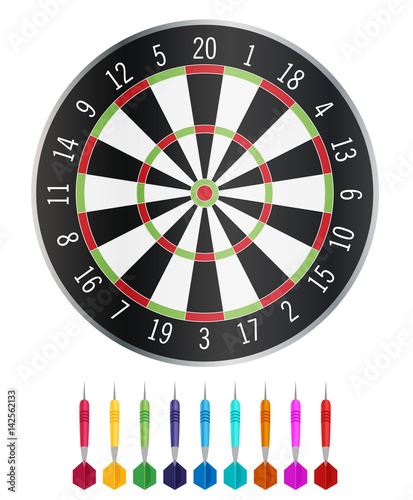 Game illustration with darts in flat design style.