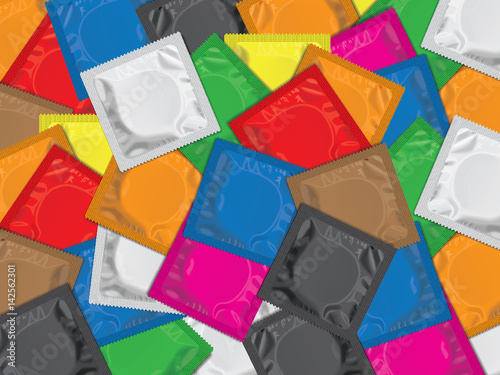 lots of colorful condoms