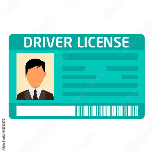 Car driver license identification with photo isolated on white background