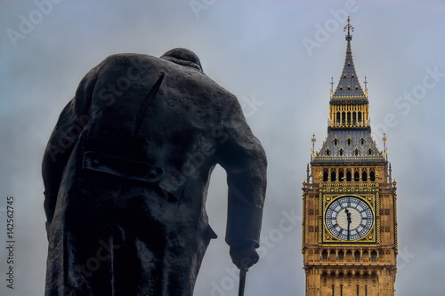 Cuadro en lienzo Winston Churchill und Big Ben