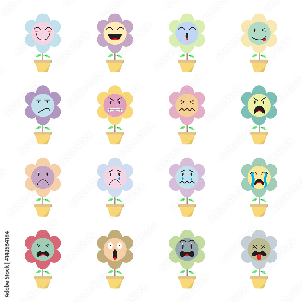 Obraz premium Cute Flower Emoji on White Background
