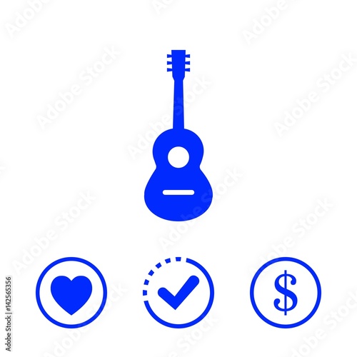 Acoustic guitar sign icon. Music symbol. stock vector illustration flat design