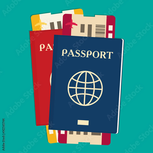 Passport with tickets icon vector illustration isolated on background.