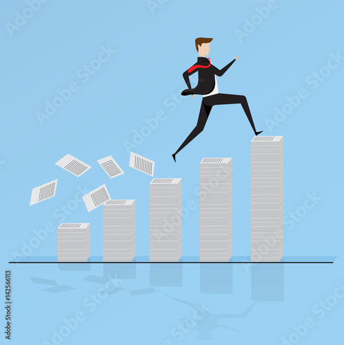 Wallpaper Mural Business characters. Businessman run through on pile of paper, very busy business concept. Torontodigital.ca