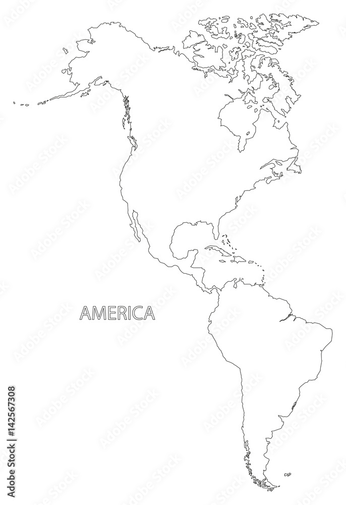 America outline silhouette map illustration