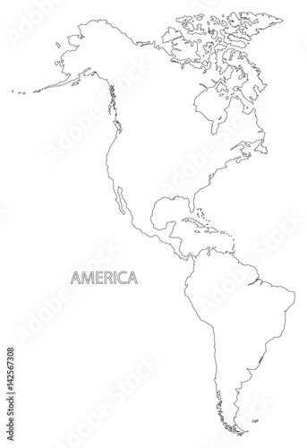 America outline silhouette map illustration