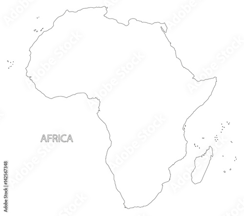 Africa continent outline silhouette map illustration