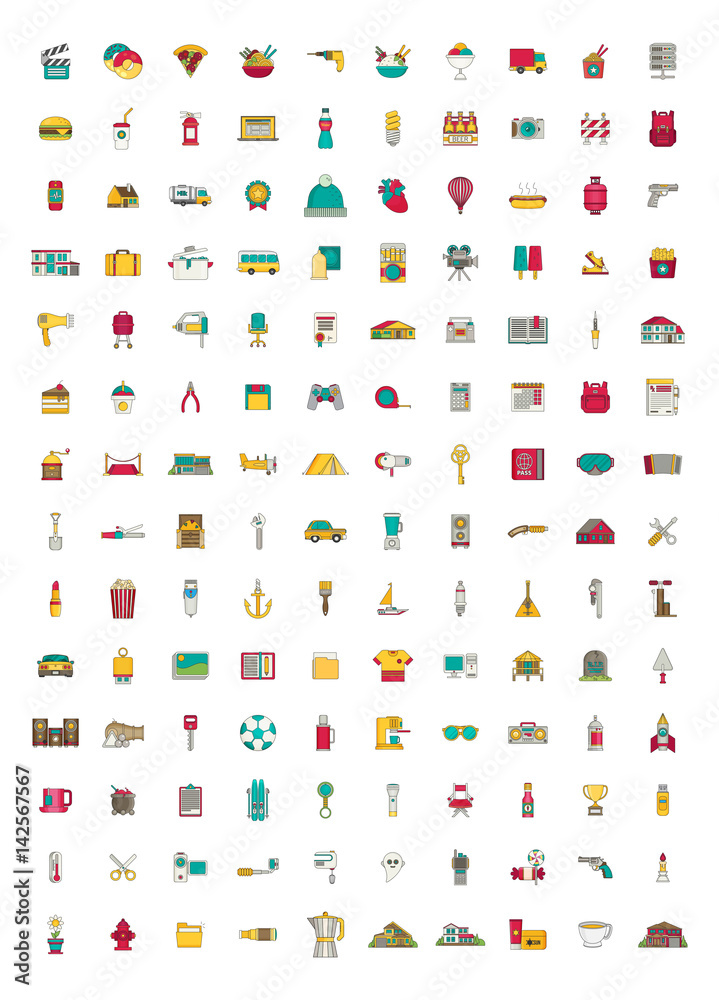 Set of vector icons. Flat design.