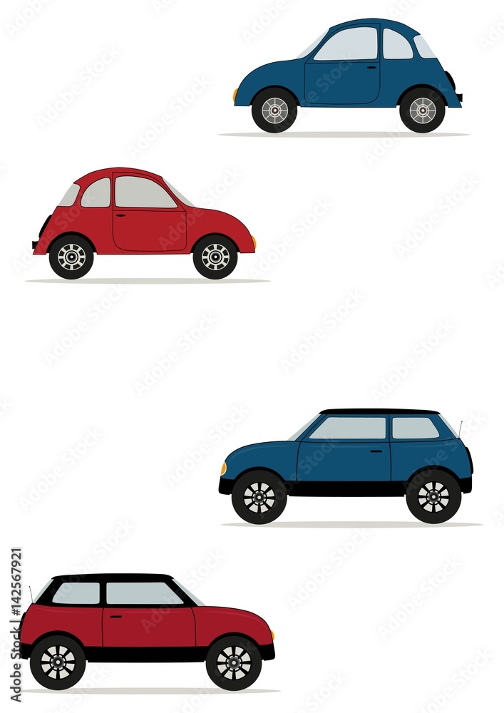 Four isolated of motor vehicles