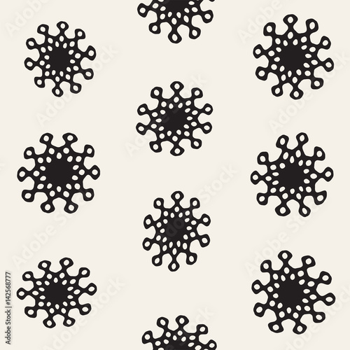 Vector seamless pattern. Abstract background with floral brush strokes. Monochrome hand drawn texture