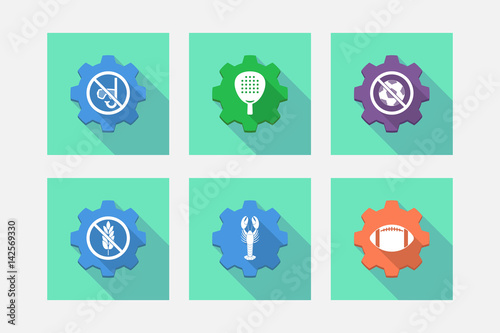 Set of gears with  sports and recreation related icons