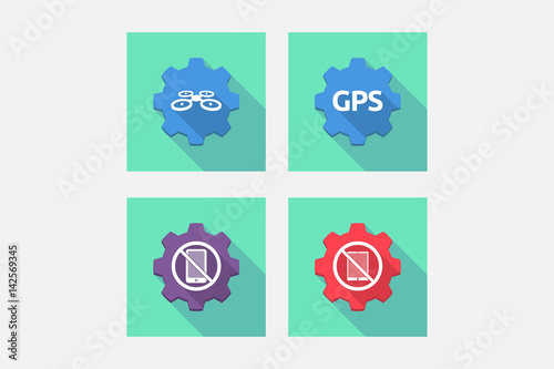 Set of gears with technology related icons