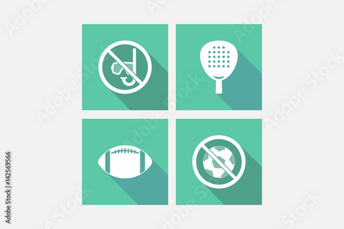 Set of long shadowillustrations with  sports and recreation related icons