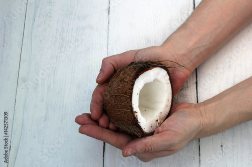 Coconut in the hands
