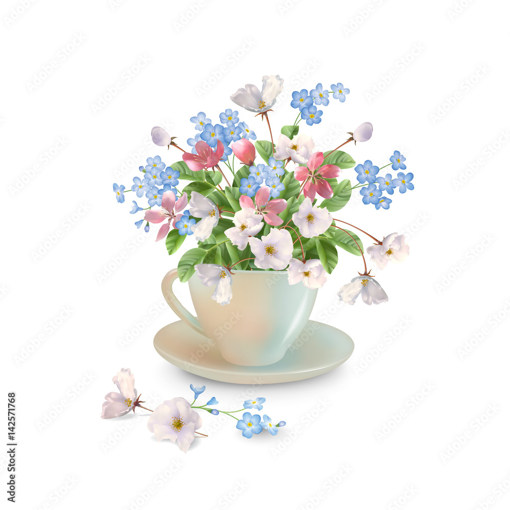 Spring Flowers in Cup