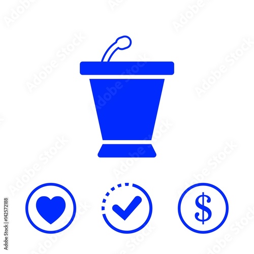 lectern with microphone icon stock vector illustration flat design