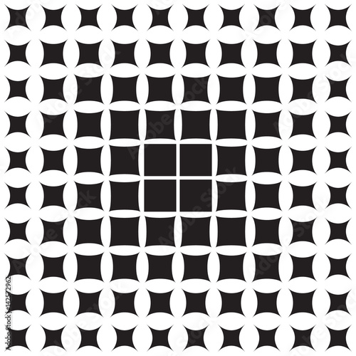 Abstract pattern of geometric shapes decreasing to the edge, halftone