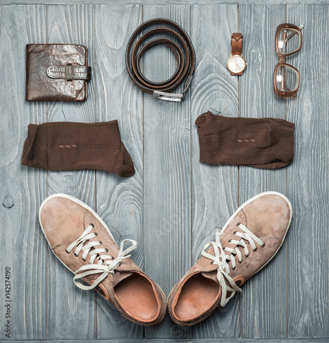 Men's Shoes and Accessories. Flat lay