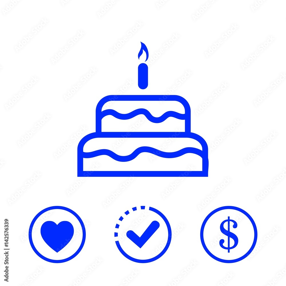 Fototapeta premium cake with candles icon stock vector illustration flat design