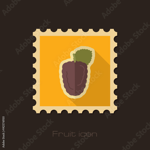 Blackberry bramble flat stamp. Berry fruit vector