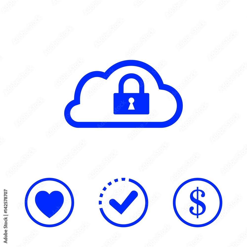 lock cloud icon stock vector illustration flat design lock cloud icon stock vector illustration flat design